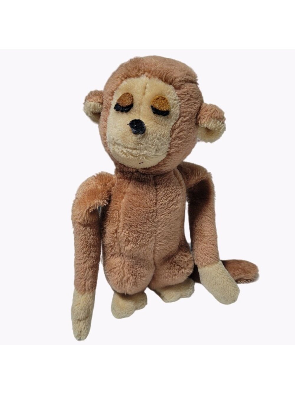 Vintage 70s Dakin Sleeping Monkey 15 inch Plush Hugging Stuffed Animal Toy